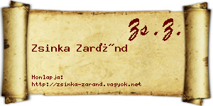 Zsinka Zaránd névjegykártya